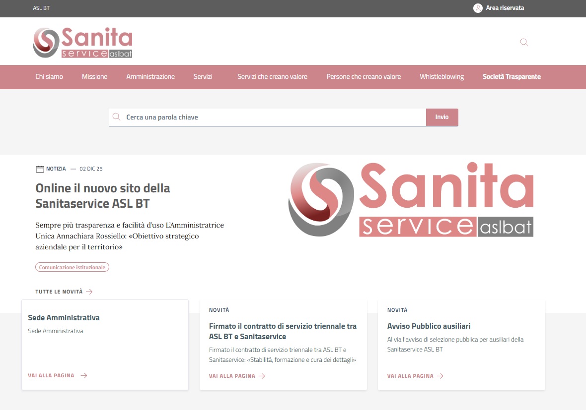 Asl Bat Online il nuovo sito della Sanitaservice ASL BAT: sempre più ...